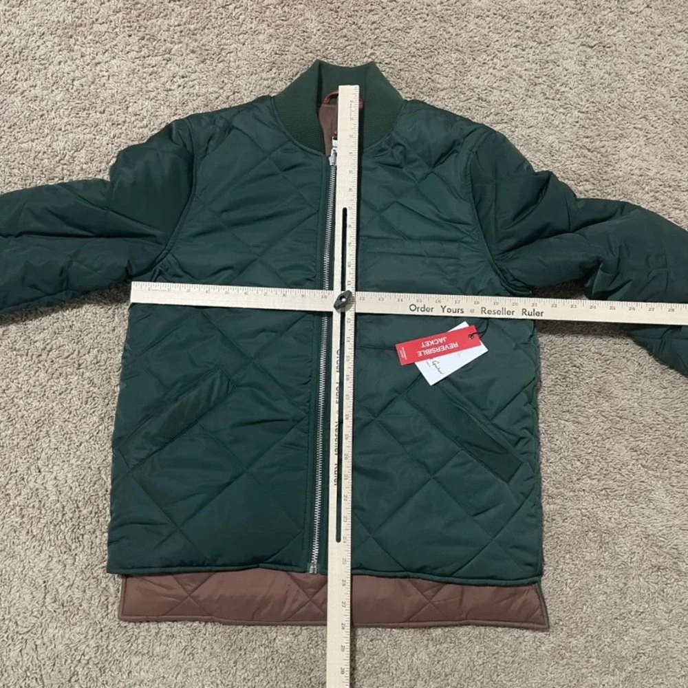 Robert Graham Jacket Men Small Green Reversible Bomber Quilted Military Full Zip